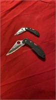 2pc Serrated Spyderco Folding Knives
