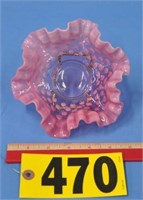 6 1/4" dia. Pink Opalescent Hobnail Candy Dish