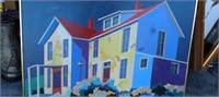 Large Painting Charlotte McClatchey Red Roof U15D