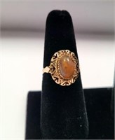 14K Yellow Gold Amber Opal Ring