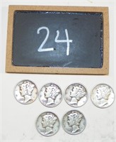 (6) 1941 Mercury Dime