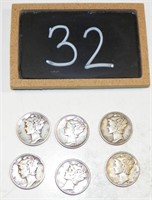 (6) 1945 Mercury Dimes