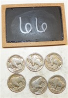 (6) 1936 Buffalo Nickels