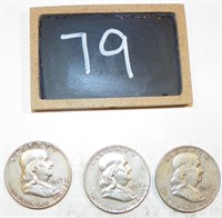 (3) 1957 Franklin Half Dollars