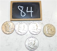 (5) 1962 Franklin Half Dollars