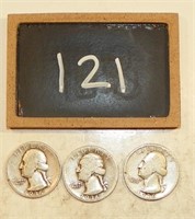 (3) 1936 Washington Quarters No Mint Mark