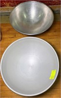 pair- 25 inch large alum. comm. bowls