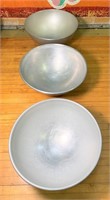 set of 3 -25 inch large alum. comm. bowls