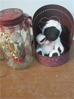 Primitive Mason Jar / Candle Holder Lamb