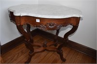 VICTORIAN MARBLE TOP TABLE W/ SCULPTED EDGE