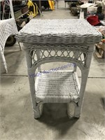 Small wicker table, 13x13x21T, may need repair