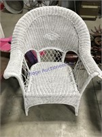 White wicker chair, may need wicker repair