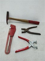 misc lot of tools- hole punch, small hammer, etc.