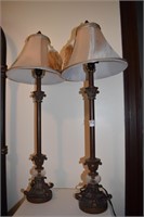 LAMPS CANDLE STICK W/ GLASS CENTER AND TASSEL