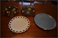 FIESTA 15" PLATTER, MILK GLASS PLATE AND TWO