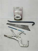 lot of hardware & tools- saw, sand paper, etc.