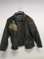 g4000 Black & Gold Leather Jacket Coat Size