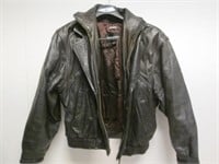 Wilsons Black Leather Jacket Coat Size Large