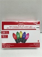 HOLIDAY TIME MULTICOLOUR C9 LIGHT SET 21 FT