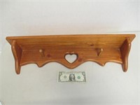 Wood Heart Design Shelf/Coat Hanger