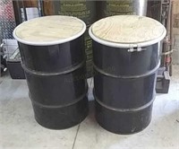 2x Metal Barrels With Lids