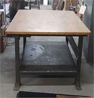 Vintage Wood And Iron Work Table