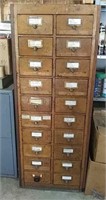 Vintage Wood 20 Drawer Storage Cabinet & Contents