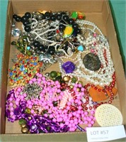 FLAT BOX OF ASSORTED COSTUME JEWELRY