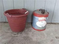 2x Feed Bucket And Vintage Gas Can