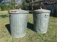 2x Galvanized Trash Cans