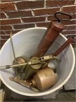 Bucket Of Oil And Grease Guns