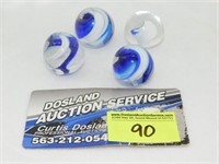 Lot of Blue/White Swirl Marbles