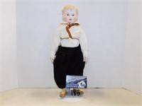 Porcelain Boy Doll, no markings, 14" tall