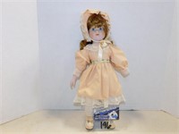 Porcelain Doll, no markings, 16" tall