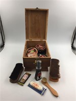 Vintage Cavalier Shine Kit Box Brushes & Polish