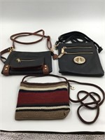 Lot of 3 Small Messenger / Travel Handbags