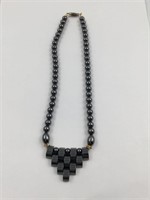 Vintage Look Hematite Necklace 17 in 80s/90s Feel