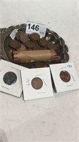 80 Lincoln Wheat Cents, 2 Steel Cents  1909-1958