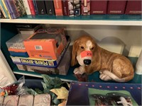 LARGE DOG FIGURINE AND GAMES
