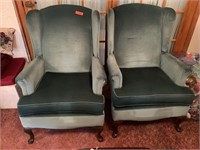 2PC WINGBACK QUEEN ANNE CHAIRS