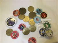 Lot of Casino Poker Chips, Tokens and more -
