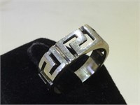 Sterling Silver ring Greek Key design with 14K
