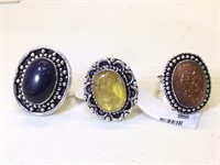 Lot of 3 Costume Jewelry rings NWT - with Yellow,