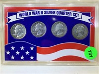 Cased WWII Silver Quarter Set - 1942-1945