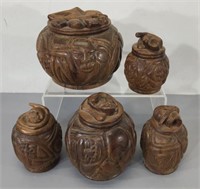 Carved Wood Treasure Jars