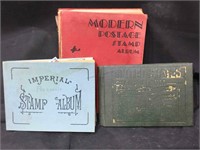 3 Vintage Stamp Albums - Partially Complete -