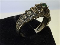 Sterling Silver ring with Emerald Stone - size