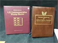 US Comm. Stamp Block Album and Golden Replica US