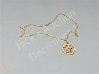 14K gold pendant/ chain- Italy