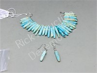 Blue Jasper bracelet & silver earrings